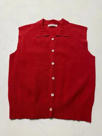 슬리브리스 니트 셔츠 레드 빨간색