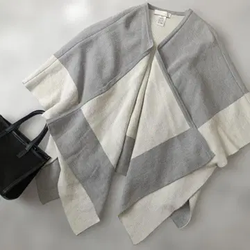 새상품급 자유구 바이컬러 판초 겉옷 케이프 루즈핏 그레이 가을 겨울