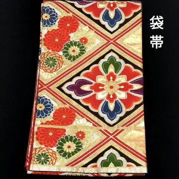 후쿠로 오비 순수 실크 하나비시 문양 국화