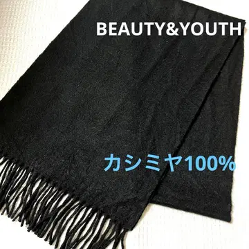 BEAUTY&YOUTH 머플러 블랙 캐시미어 100% 프린지 블랙