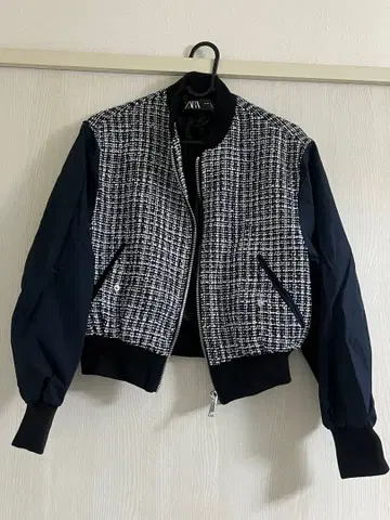 ZARA 체크 무늬 봄버 자켓 XS