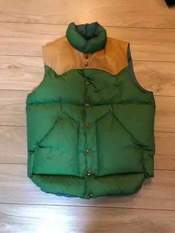 Rocky Mountain 다운 베스트 38 사이즈 그린 천연 가죽 요크