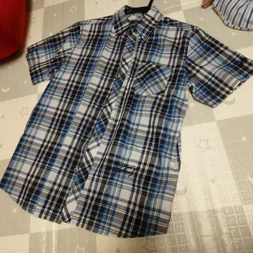 MESSENGER 반팔 셔츠 XL 블루 계열 체크