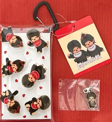 몽치치 클리어 멀티 케이스 S, 러버 마스코트, 메탈 참 3종 세트