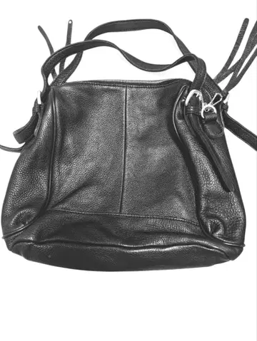 블랙 가죽 숄더백