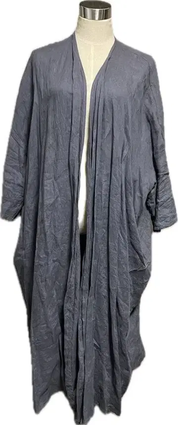 미즈이로 인드 그레이 린넨 롱 가디건