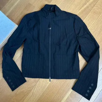 Sarah Pacini 핀스트라이프 지퍼 자켓 블랙