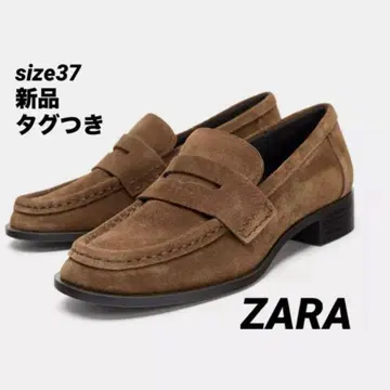 [ 완판템 ] ZARA 프릿 스웨이드 페니 스트랩 로퍼 37 새상품