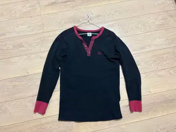 R.J.B 플랫 헤드 헨리넥 사이즈 38 블랙 x 버건디