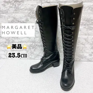 새상품급 마가렛호웰 롱 부츠 레이스업 블랙 23.5cm