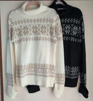 온워드 카시야마 TURN TURN 아이보리 노르딕 무늬 니트 2점