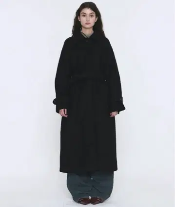 Belted Robe Long Coat [Black]