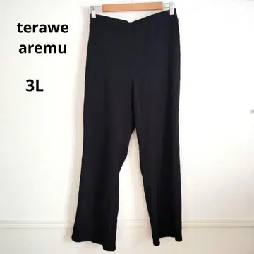 테라웨어 에무 플레어 팬츠 블랙 허리밴딩 롱 3L 심플