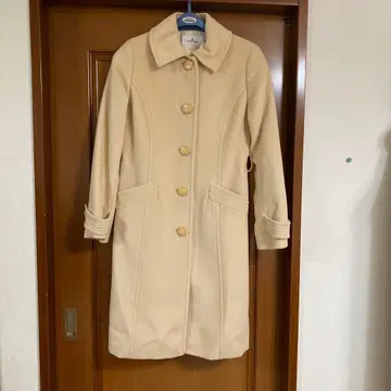 쿠레쥬 베이지 롱 코트 허리 벨트 포함