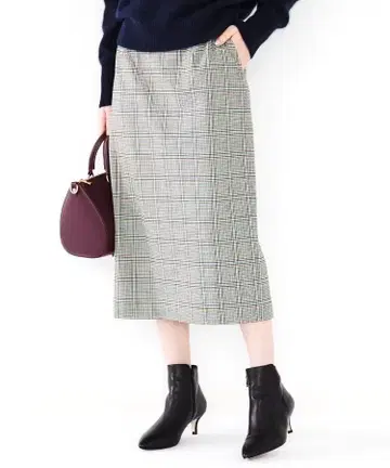 Reflect 스커트 종아리 기장 체크 내로우 스커트 새상품 택 포함