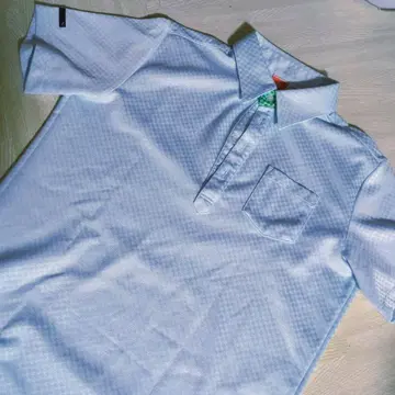 PUMA DRY CELL 체크 무늬 블루 피케 셔츠