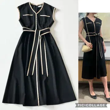 완판 현행 25SS 에스트네이션 [ 38 ] 바이컬러 파이핑 원피스