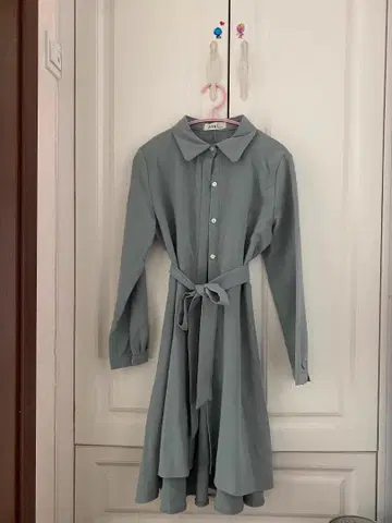 그레이 긴팔 셔츠 원피스