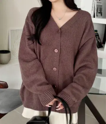 모헤어 터치 가디건 브라운