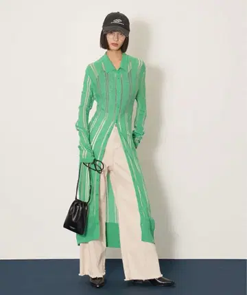 시어 롱 니트 가디건