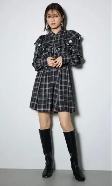 rienda 프론트 ZIP 셔츠 미니 원피스