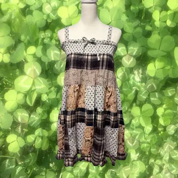 모리걸 00s 페어리 그런지 패치워크 플레어 스커트