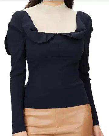 [ SNIDEL ] 데콜테 시스루 도킹 니트 풀오버