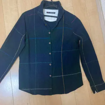 팔라스 팰리스 울 셔츠 융모 타탄 체크 네이비 x 그린 사이즈 2