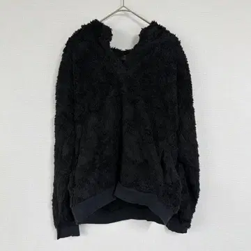 플리스 [S] 블랙 후드 부착 후드티 따뜻함 심플 캐주얼