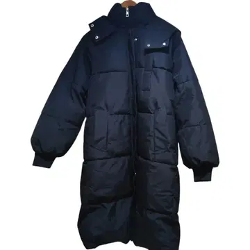 후드 부착 블랙 롱 코트 패딩 자켓