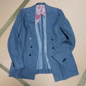 ms braque 블루 그레이 더블 테일러드 자켓