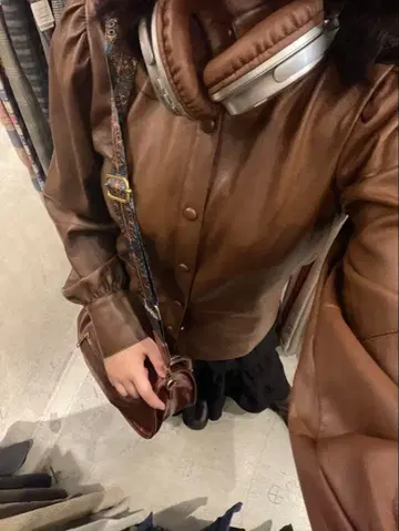 브라운 가죽 셔츠 자켓 XS