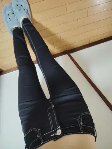 제이다 블랙 스키니 데님 팬츠