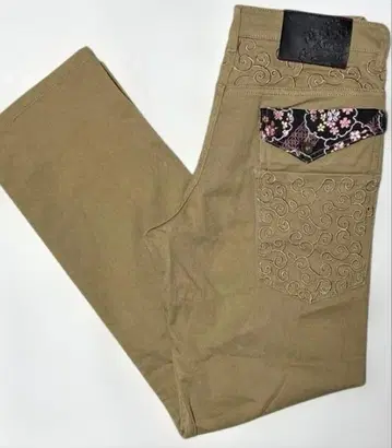 류기압착 / 미야비무스비 일본풍 패턴 자수 컬러 데님 팬츠