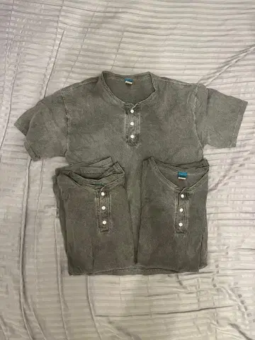 GOOD ON 그레이 반팔 헨리넥 티셔츠 3개 세트