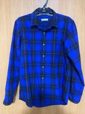 tk. 다케오 키쿠치 긴팔 셔츠 L 파랑 블랙 체크