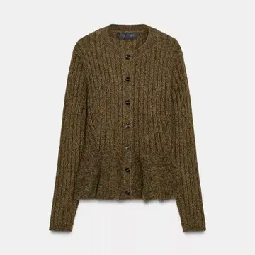 [ 미사용 새상품 ] ZARA 페플럼 리브 니트 가디건