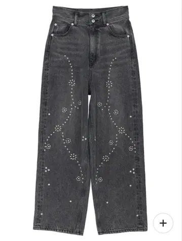 STUDS DETAIL STRAIGHT DENIM PANTS