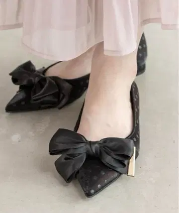 RANDA 리본 디자인 플랫슈즈 블랙
