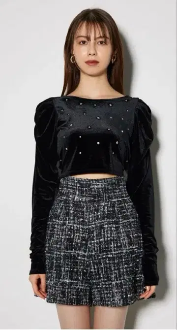 rienda 비쥬 벨로아 크롭 상의 미사용