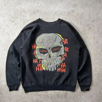 90s AIR WALK 맨투맨 USA 블랙 스컬