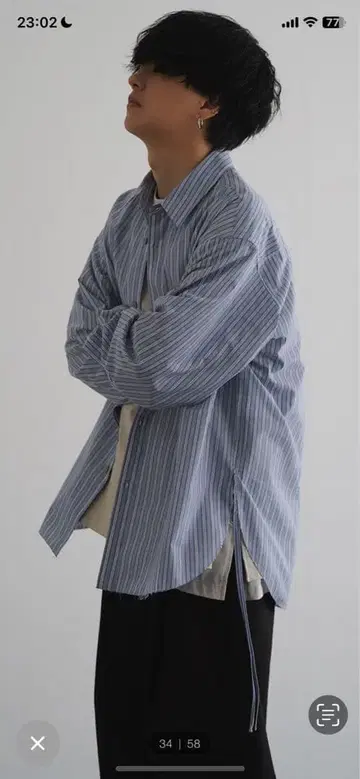 컷 오프 코드 루즈 셔츠 블루 계열