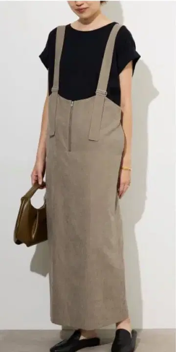 SLOBE IENA 아이라인 프론트 지퍼 오버롤 스커트 카키