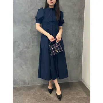 새상품급 에이미 이스트 월 레이스업 셔츠 원피스 F 네이비