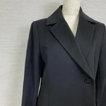 ANNE KLEIN 블랙 더블 브레스 체스터 코트 캐시미어