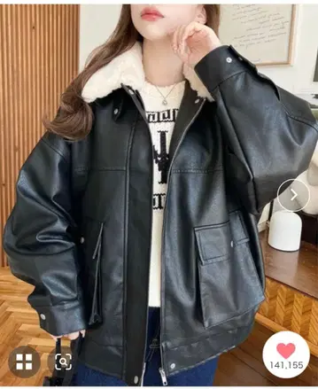 moment+ 티펫 인조 가죽 블루종