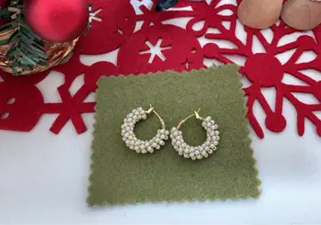 펄 장식 골드 후프 귀걸이