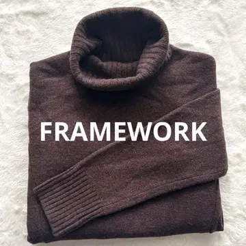 프레임워크 울 캐시미어 혼방 오버 사이즈 터틀넥 니트 브라운