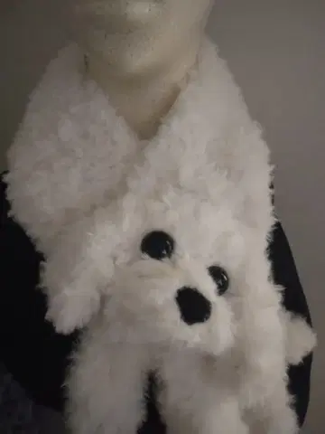 말티즈견(소) 복슬복슬 머플러 화이트