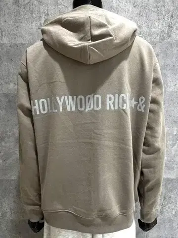 할리우드 리치 베이지 XL 리플렉터 프린트 ZIP 후드티